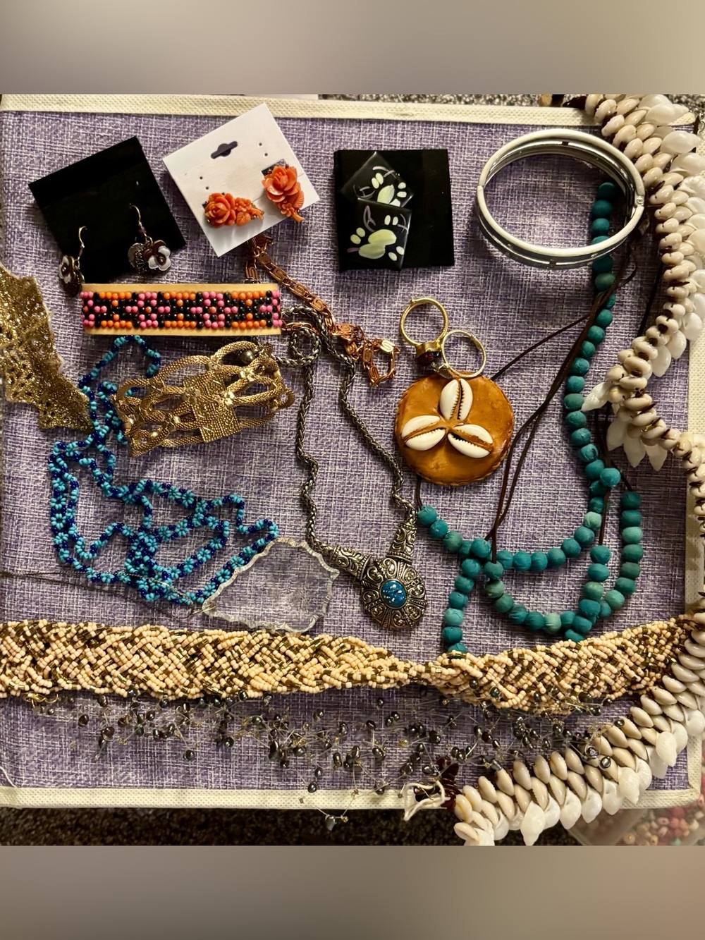 Mixed Jewelry Lot with Vintage Vase